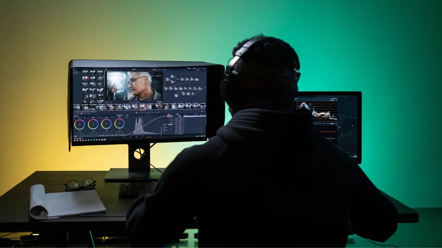Editor da Produtora 76 finalizando vídeo na ilha de edição